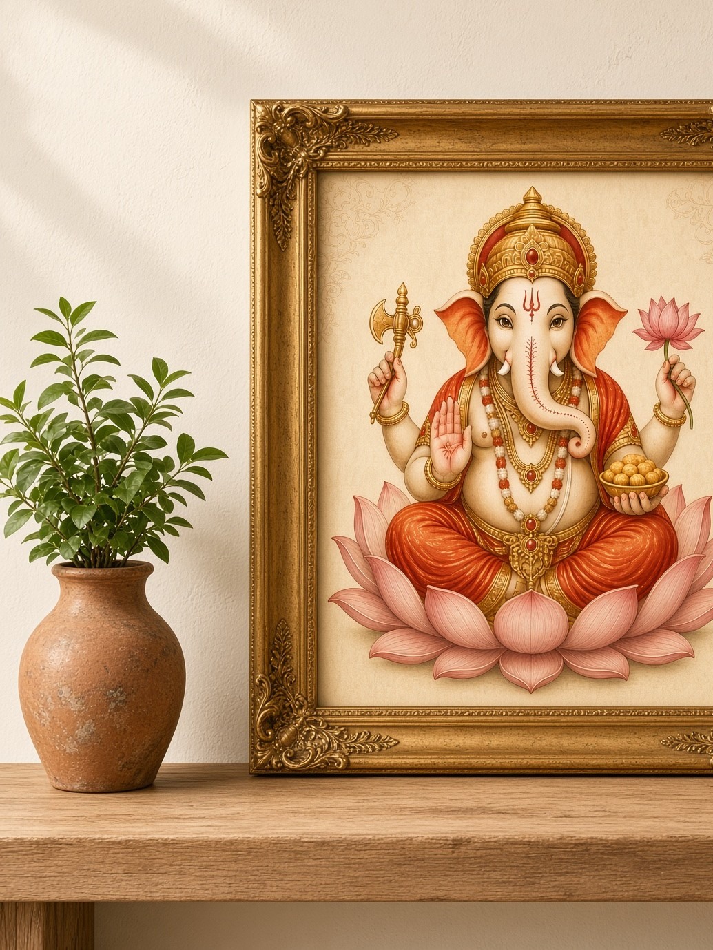 Ganesha Blessing – Antique Gold Frame
