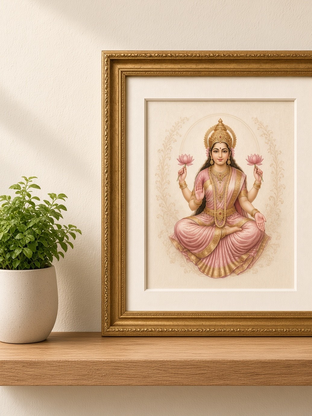 Lakshmi on the Lotus – Gold Frame