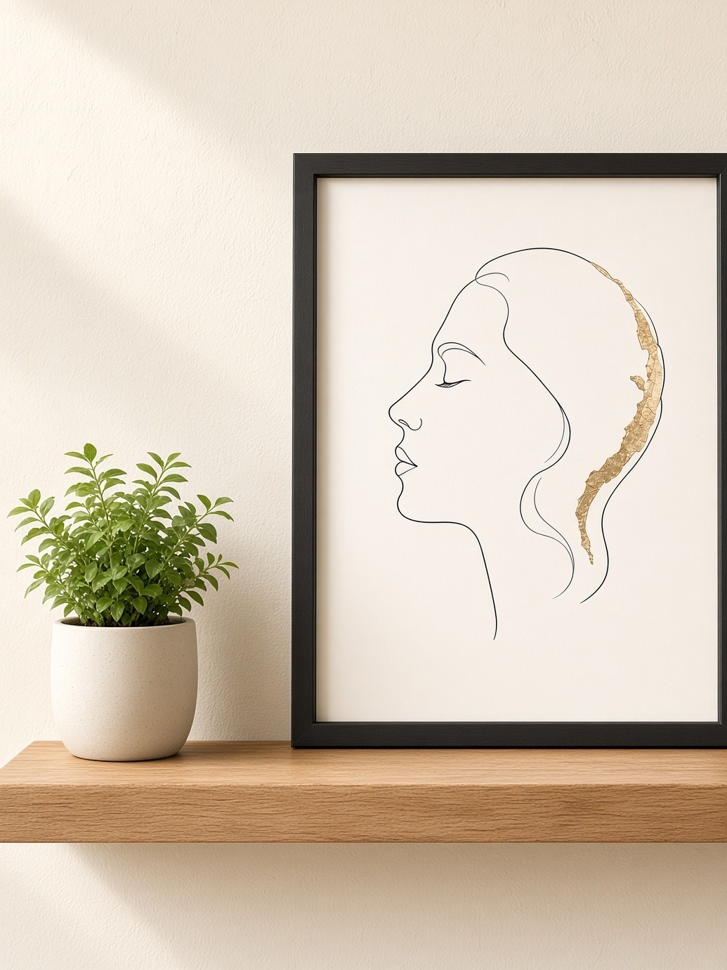 Line Portrait – Gold Accent