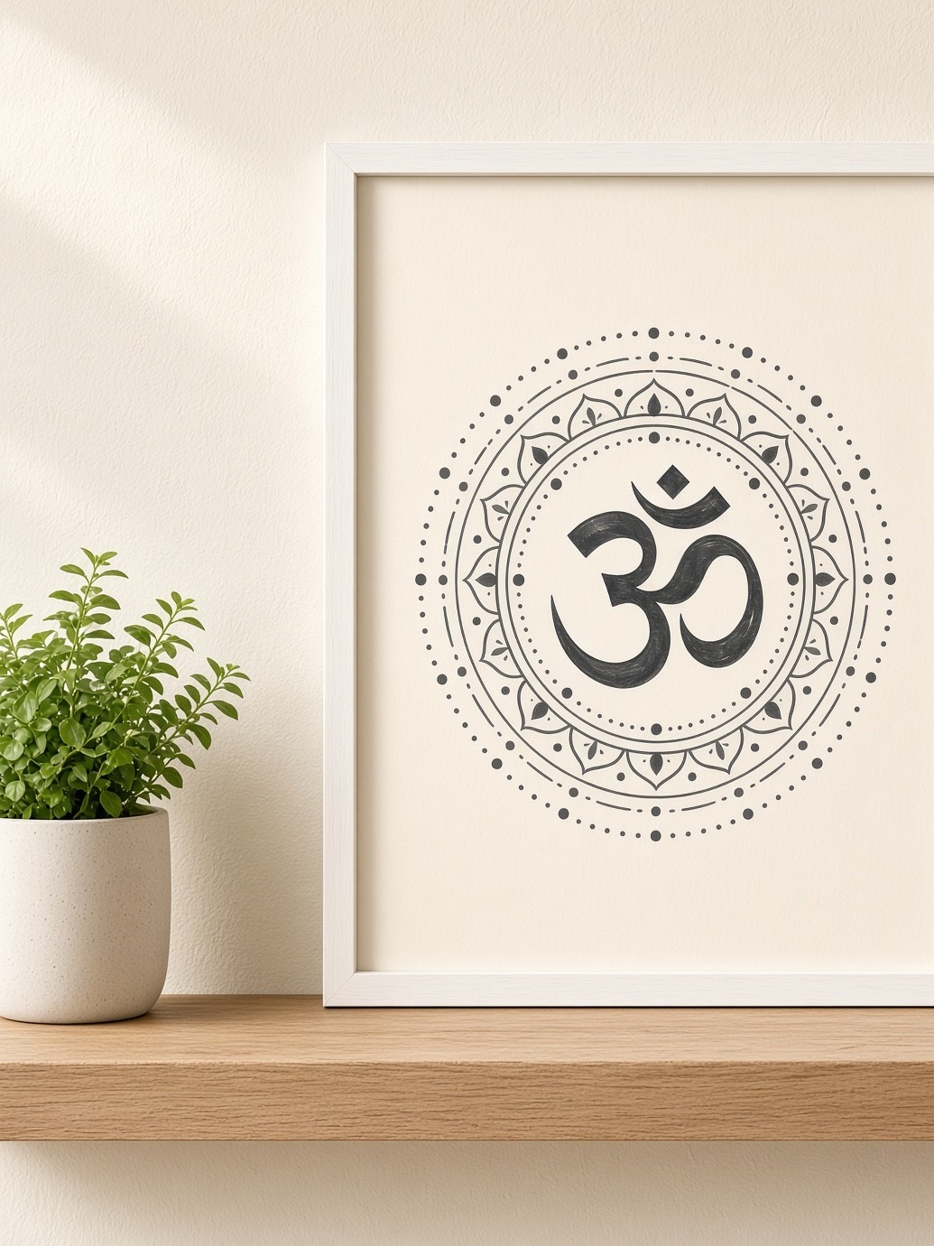 Om Mandala – White Frame
